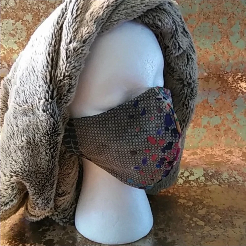 WOMEN'S “COLORFUL GRID” COTTON BLEND FACE MASK